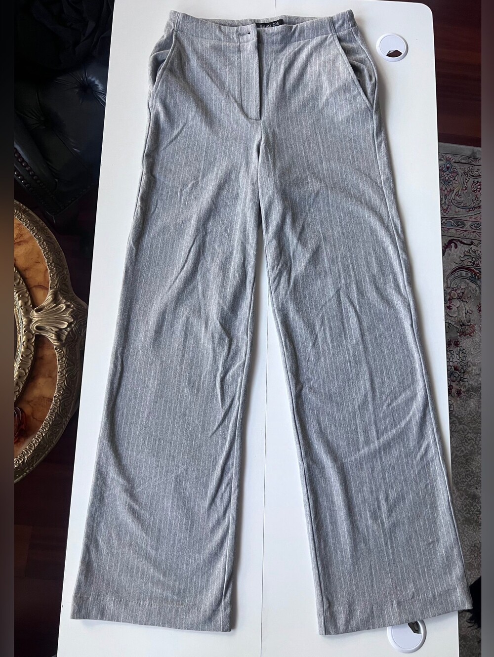 Rachel Zoe Wide Leg Pinstripe Grey Pants